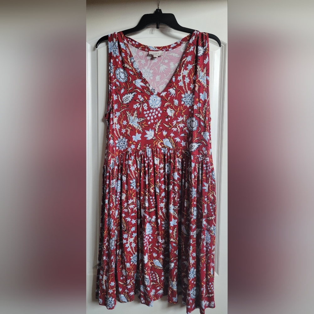LOFT Red and Blue Floral Dress